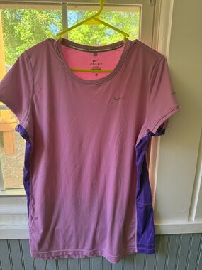 Nike Women's Lavender and Purple Short Sleeve Dri-FIT Tee